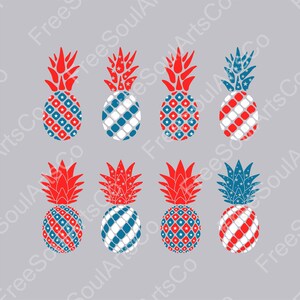 Pineapple Svg. 4th of July Patriotic Pineapple Svg. USA Undependence Day Pineapple Svg. US Flag Pineapple Clipart. Cut files. svg png dxf