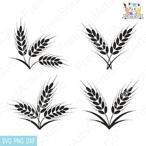 Trigo svg, paquete de trigo svg, racimo de trigo svg, cosecha de otoño svg, grano svg, imágenes prediseñadas de trigo, archivo de corte para Cricut y silueta, svg, png, dxf