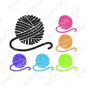 Garn svg. Garnkugel svg. Strickgarn Kugel svg. Stricksvg. Gehäkelte Svg. Garn Clipart. Schnittdatei für Cricut, Silhouette. svg png dxf jpg