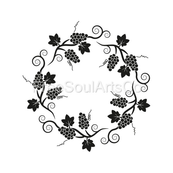 Grapes svg. Grape vine pattern svg. Grape vine ornament svg. Grapes silhouette. Grapes clipart. Grapes cut file. svg png dxf jpg