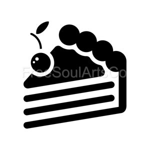 Kirschkuchen Scheibe Svg. Kuchen Svg. Tortenscheibe Svg. Bäckerei. Dessert. Süßigkeiten. Torten Silhouette. Kuchen Clipart. Plotterdatei. svg png jpg dxf Kirsche