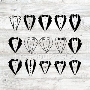 Tuxedo Svg. Tuxedo con papillon Svg. Tuxedo Svg Bundle. Wedding Groom Suit Bundle Svg. Tuxedo Clipart. Tagliare i file. svg png dxf