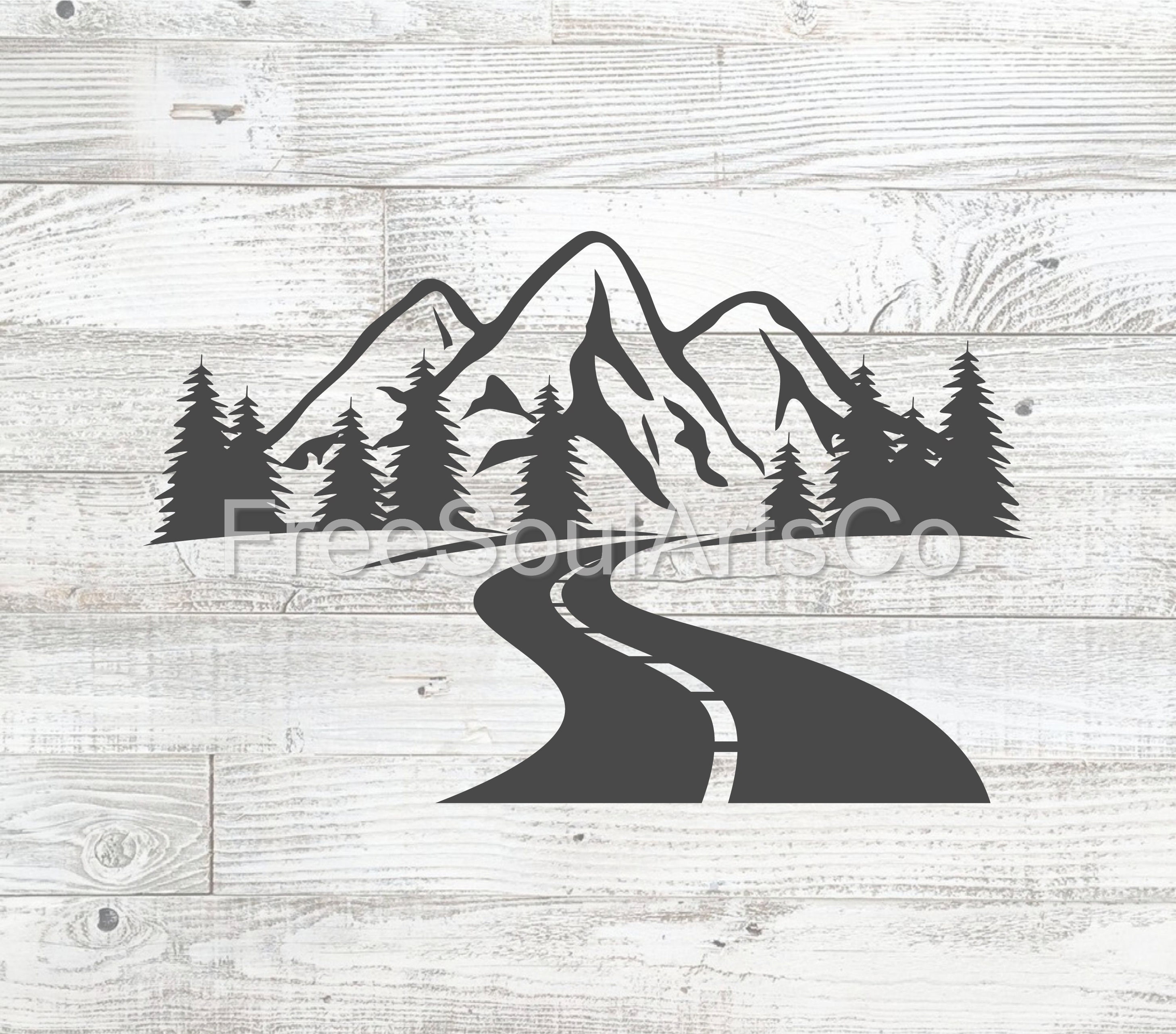 Highway in mountains Svg. Forest Road Svg. Mountains Landscape Svg. Adventure Awaits Svg. Mountains Clipart. Cut file. svg png dxf jpg