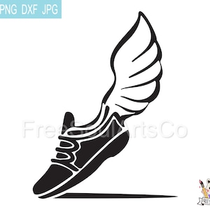 Track Shoes with Wing Svg. Winged Shoes Svg. Track and Field Svg. Running Sneakers Clipart. Cut files for Cricut, Silhouette. svg png dxf