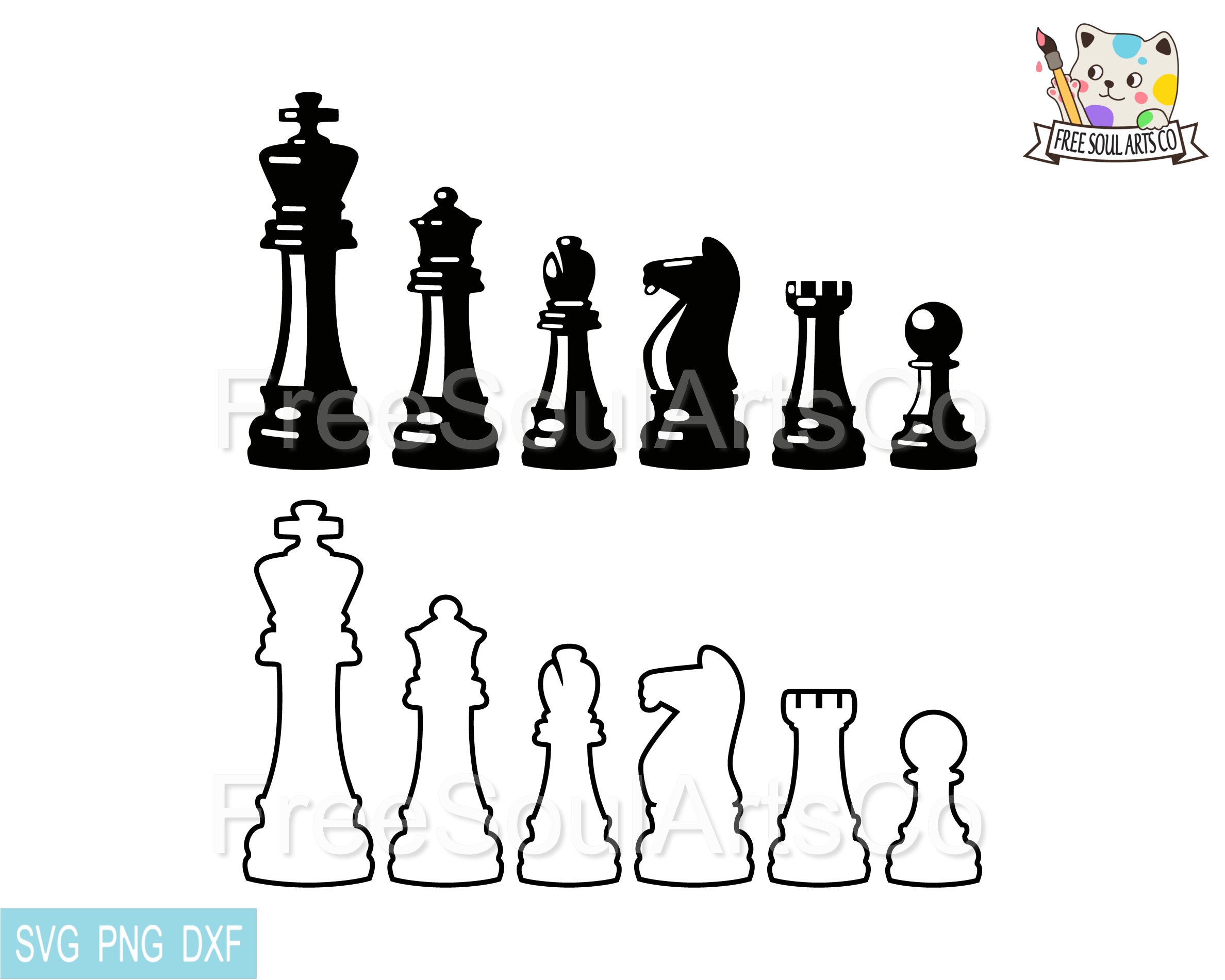 Chess Svg. Chess Pieces Svg. Chess Set Svg. Chess Outline, Silhouette.  Chess Game Svg. Chess Clipart. Cut files. svg png dxf