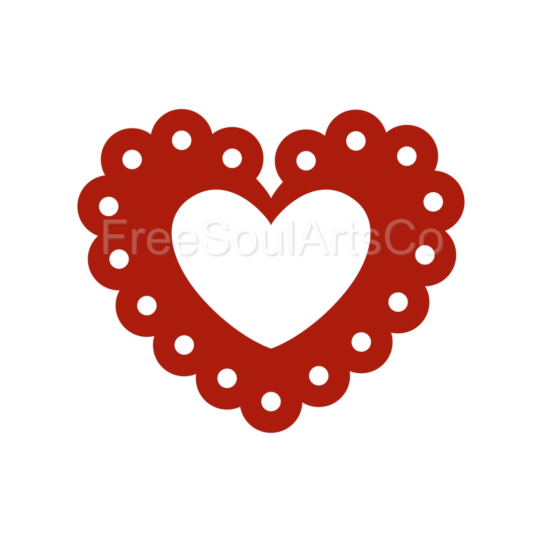 Lace Heart Svg. Heart Svg. Valentine&rsquo;s Day Red Lace Doily Heart Svg