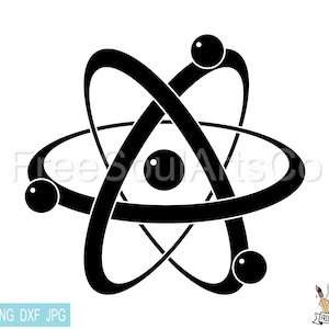 Puede incluir: Ilustración en blanco y negro de un átomo con un núcleo y tres electrones en órbita.