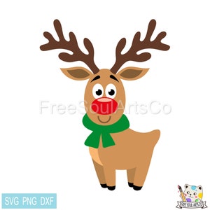 Rendieren SVG. Rode neus Rudolph Svg. Kerst-svg. Schattig rendier. Bestand knippen voor Cricut, silhouet. Rendieren Clipart. SVG-png-dxf