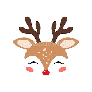Rendier Svg. Rode Neus Rudolph Svg. Kerst Svg. Rendier gezicht Svg.  Rendier Svg geknipt bestand voor Cricut, Silhouette. Rendier Clipart. .svg