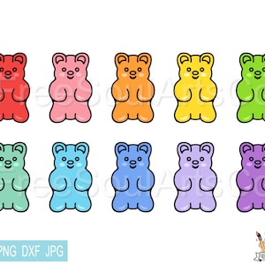 Gummy Bear Bundle Svg. Gummy Jelly Bear Svg. Gummy Bear Clipart. Gummy Bear Outline Silhouette. Cut files. svg png dxf jpg