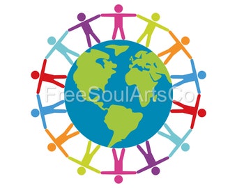 People around the world SVG. Peace svg. Children of the Earth. Friendship. Earth globe SVG. Earth globe clipart. Cut file. svg png dxf jpg