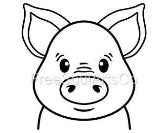 Pig svg. Cute baby pig svg. Piglet svg. Farm animal svg. Pig face svg. Pig clipart. Cut file for Cricut, Silhouette. svg png dxf jpg