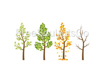 Four Seasons Trees Svg. Tree Svg. Winter Spring Summer Fall Trees Svg. Tree Digital Clipart. Cut files for Cricut, Silhouette. svg png dxf