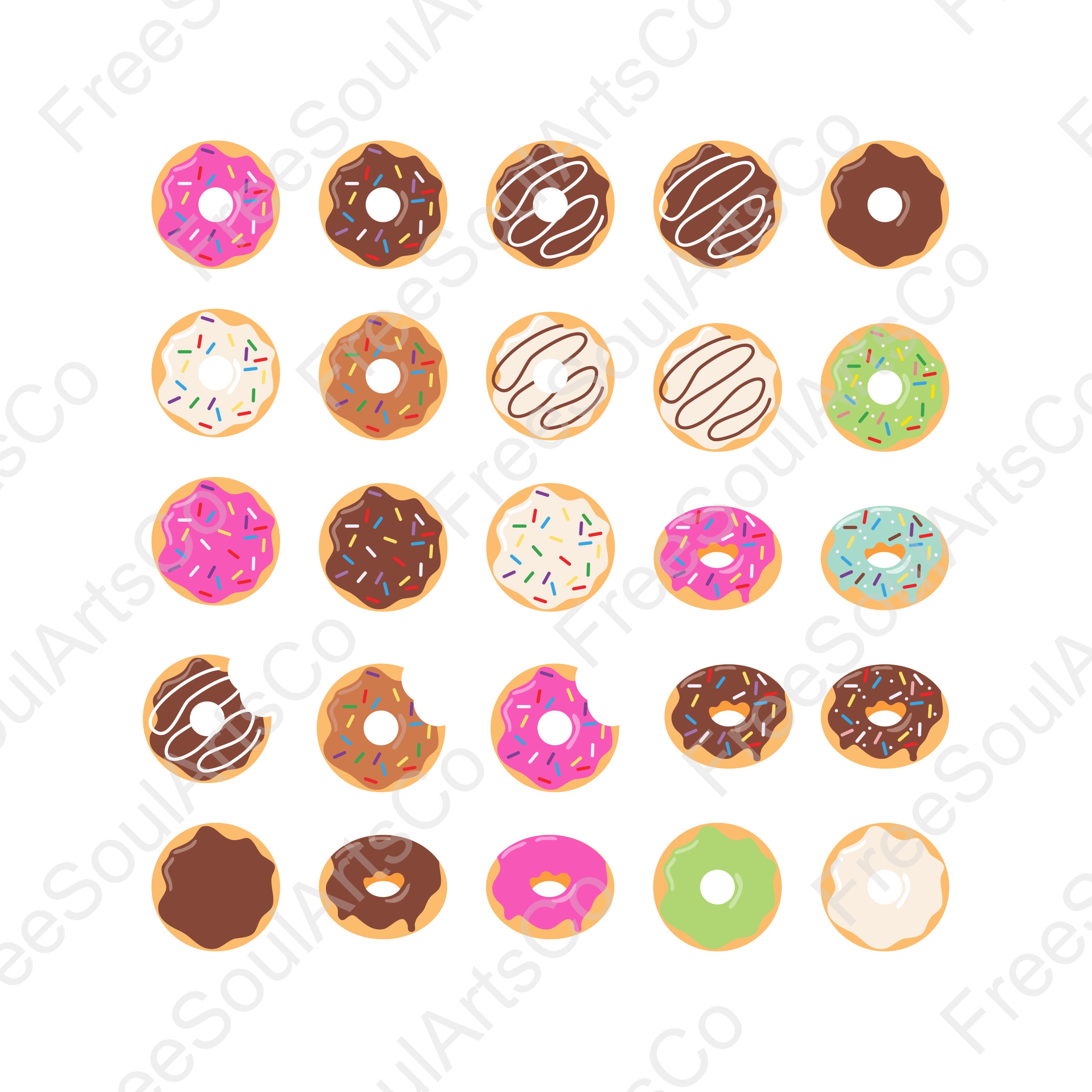 Donut Svg Bundle. Donut Svg. Doughnut Svg. Sprinkles, Icing. Dessert Svg. Donut Clipart. Cricut, Silhouette Cut files. svg png dxf