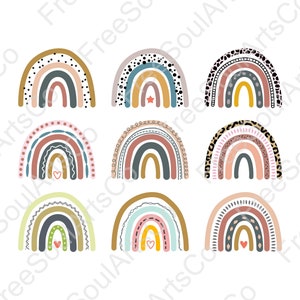 Boho Rainbow Svg Bundle. Rainbow Svg. Pastel Rainbow Svg. Boho Rainbow Clipart. Rainbow Cut File. Cricut, Silhouette. svg, png, jpg, dxf