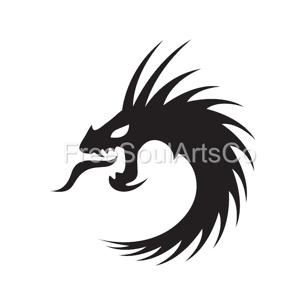 Dragon svg. Dragon head svg. Dragon clipart. Fire breathing dragon svg. Chinese dragon svg. Cut file. Dragon silhouette. svg png dxf jpg