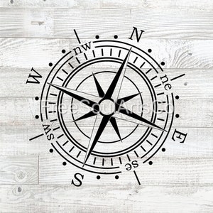 Bussola Svg. Bussola nautica Svg. Rosa dei venti Svg. Bussola Stella Svg. Clipart della bussola. Cricut, Silhouette, file di taglio, camicia, svg dxf jpg png