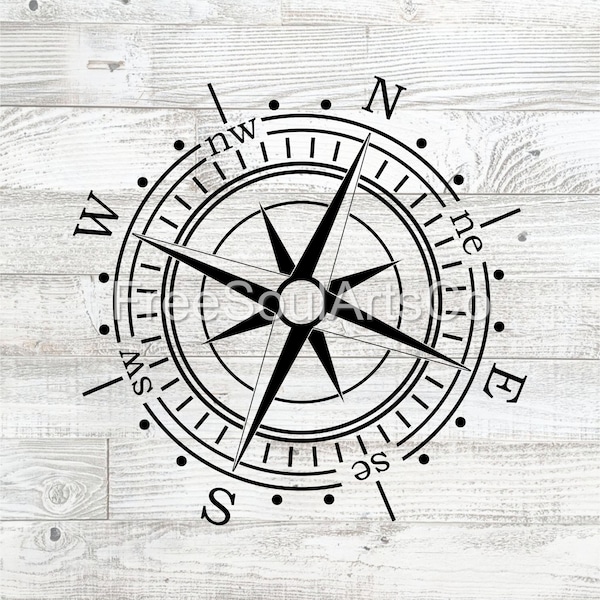 Kompass Svg. Nautischer Kompass Svg. Kompass Rose Svg. Kompass Stern Svg. Kompass-Clipart. Cricut, Silhouette, geschnittene Datei, Shirt, Svg Dxf Jpg Png