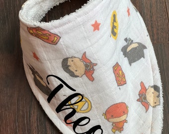 Muslin Superhero Personalized Bandana Bib