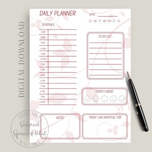 Daily Planner Printable, Daily Schedule, Daily Agenda, To Do List, Daily Planner, Planner