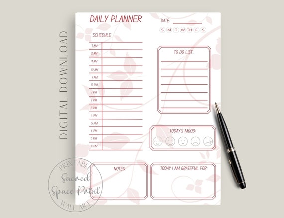 Daily Planner Printable Daily Schedule Daily Agenda to Do - Etsy