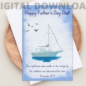 Father&#39;s Day Card Printable, Happy Father&#39;s Day, Bible Quote, Greeting Card