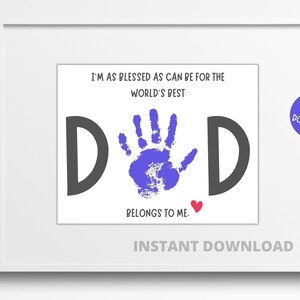 Handprint Art Gift for Dad, Gift For Dad, DIY Kid Craft, Baby Handprint Craft, Father&#39;s Day gift, Gift From Son, Gift From Daughter