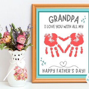 Handprint Art Gift for Grandpa, Gift For Grandpa, DIY Kid Craft, Baby Handprint Craft, Father's Day gift, Gift from Grandchild