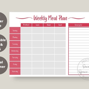 Weekly Meal Planner Printable, Grocery List, Food List, Planning Meals, Shopping, Shopping List