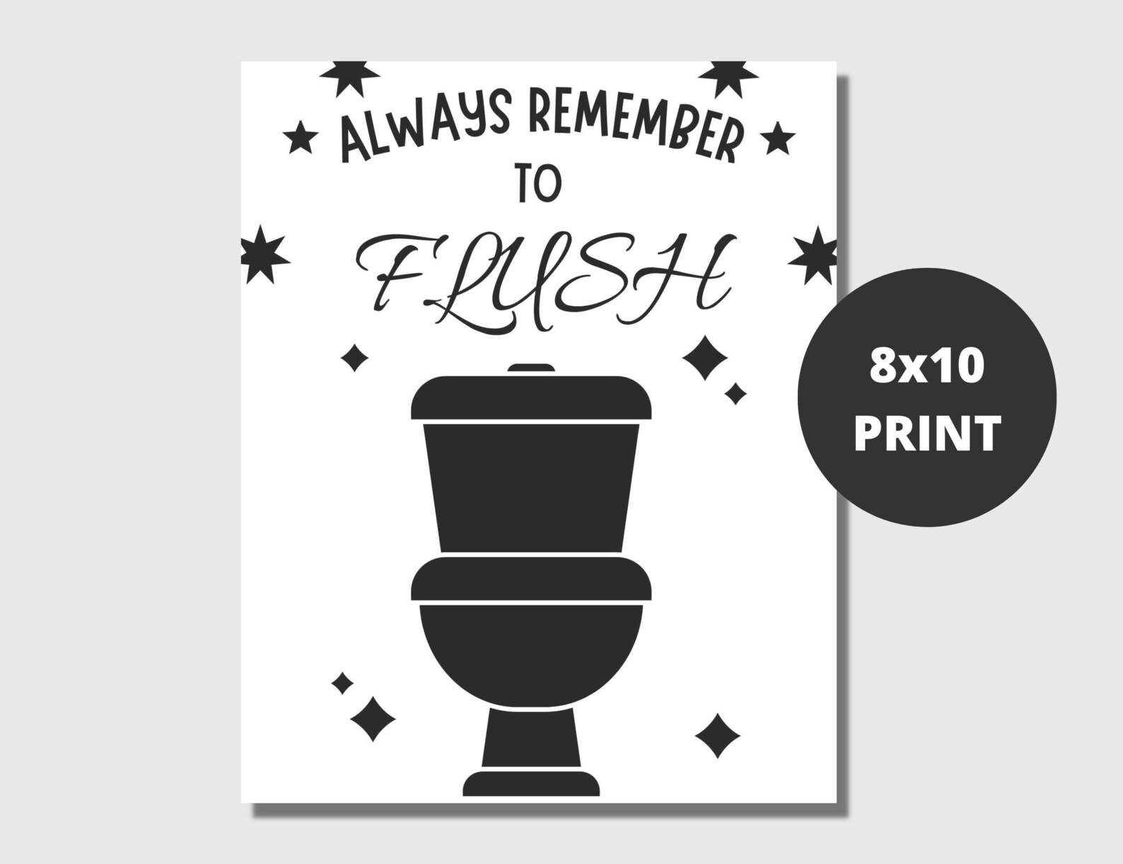 Always Remember to Flush, Bathroom Signs, Bathroom Decor, Bathroom Wall