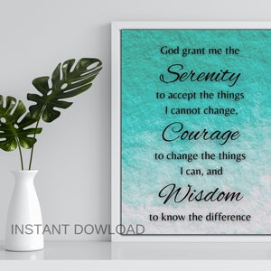 Serenity Prayer, God Grant Me The Serenity, Wall Art, Printable Prayer, Prayer, Christian Prayer