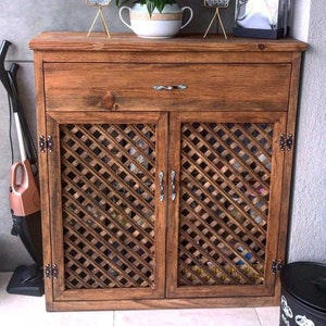 Solid Wood Cupboard - Multipurpose Wooden Cabinet with Drawer - Rustic Design Food Storage