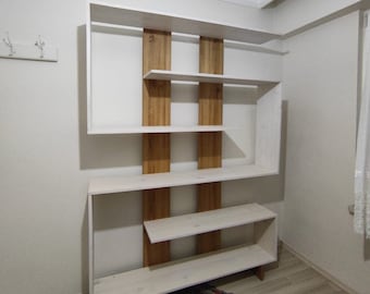 Solid Wood Bookcase: Modern Oak & Spruce Bookshelf