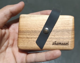 Massivholz / Leder Kartenhalter - Visitenkartenetuis aus Holz - Personalisierte Walnuss Geldbörse - Minimalistischer Kreditkartenhalter - Weihnachtsgeschenk