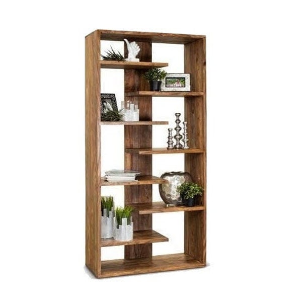 Decorative Solid Wood Bookcase - Design Massive Wooden Bookshelf - Modern Rustic Library