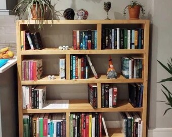 Customizable Solid Wood Bookcase - Wooden Rustic Design Bookshelf - Massive Large Library