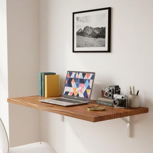 Solid Wood Murphy Table: Wall Mounted Folding Desk, Angle Adjustable