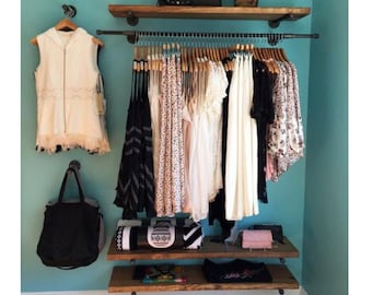 Solid Wood Floating Coat Rack: Farmhouse Entryway Organizer