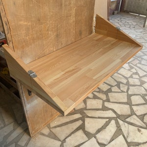 Opvouwbaar bureau massief grenen: wandgemonteerde opklaptafel