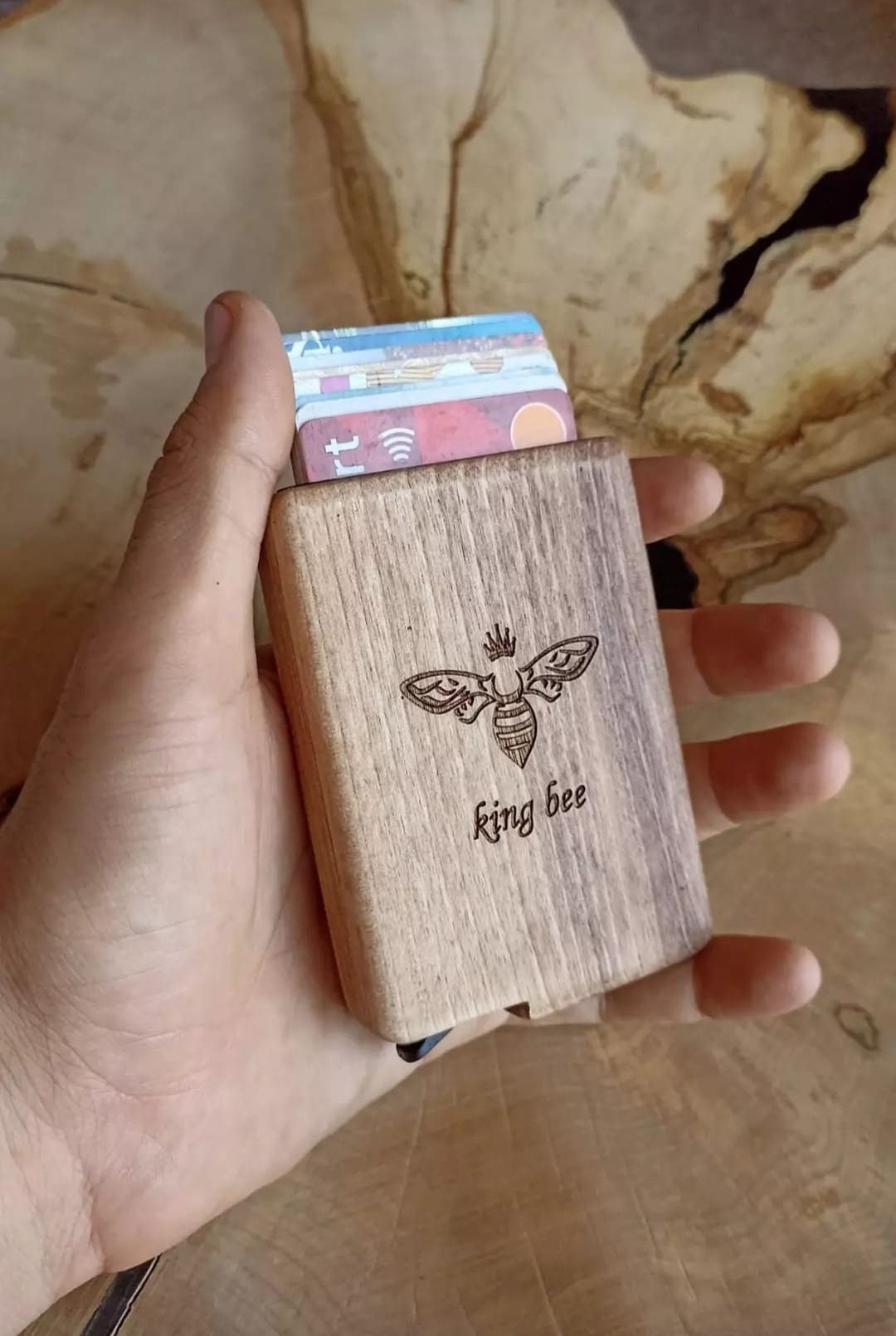 Solid Wood Card Holder Wooden Business Card Cases Custom Walnut Wallet