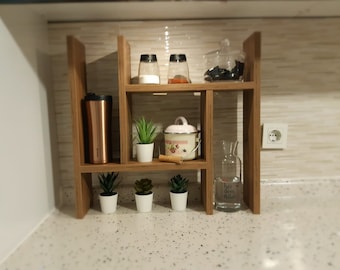Wooden Countertop Organizer: Kitchen & Bathroom Shelf, Spice Storage