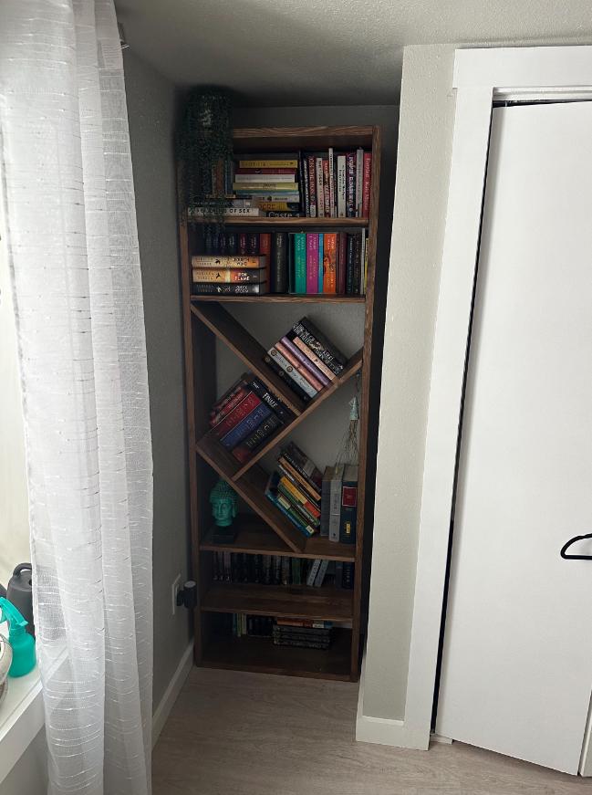 Solid Wood Asymmetrical Bookshelf, Modern Diagonal Bookcase - Etsy