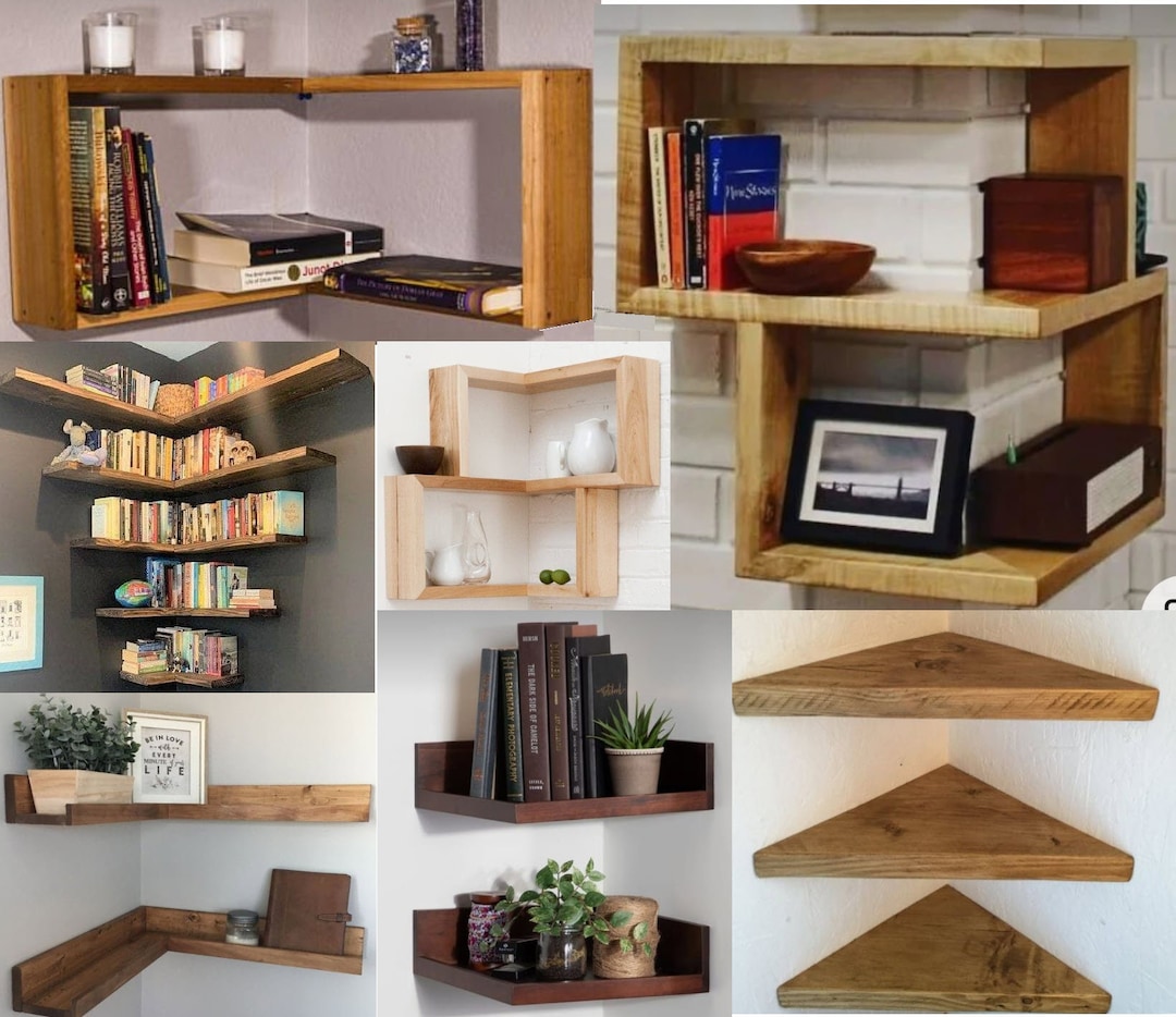 Customizable Solid Wood Corner Shelf: Design Your Own Wall Rack - Etsy ...