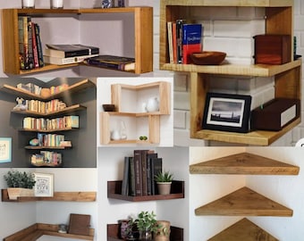 Customizable Solid Wood Corner Shelf: Design Your Own Wall Rack