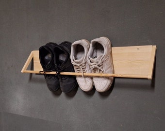 Wall Mounted Wood Shoe Rack: Rustic Entryway Shoe Shelf