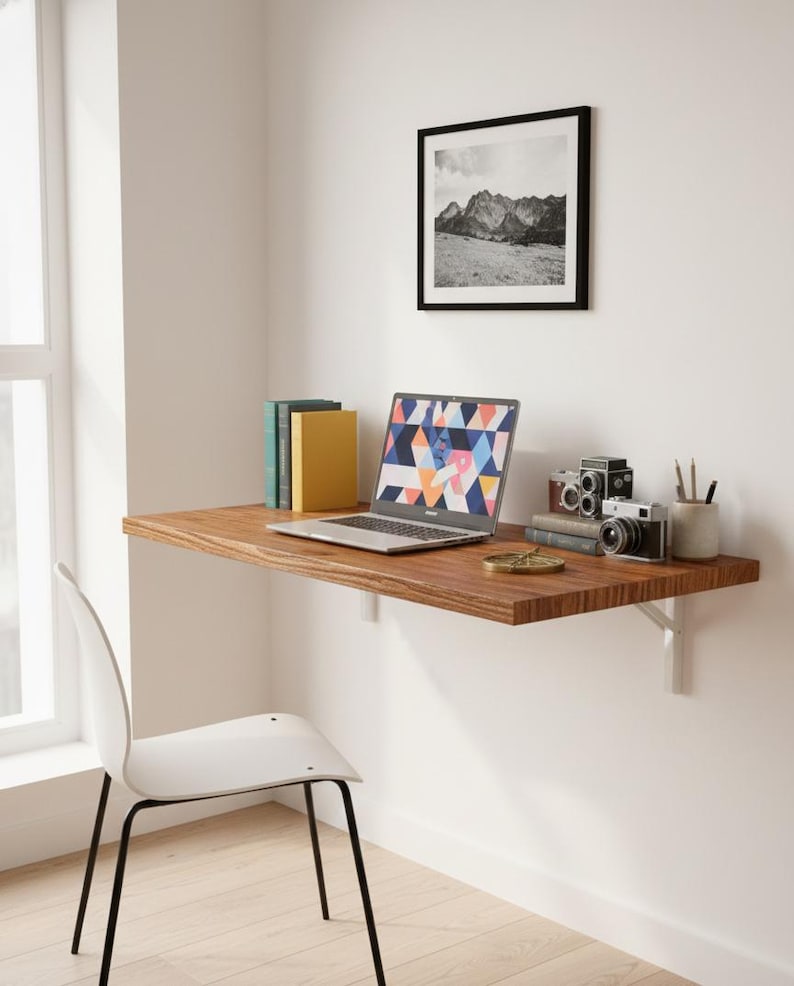 Solid Wood Murphy Table: Wall Mounted Folding Desk, Angle Adjustable - Etsy
