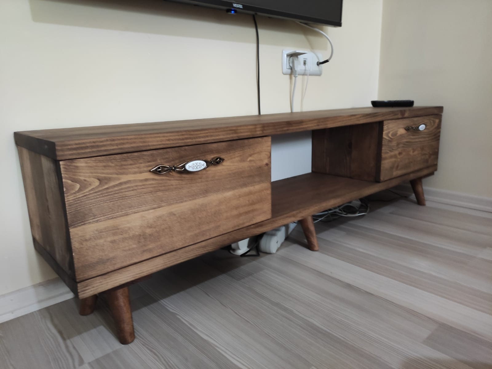 Solid Wood TV Stand - Wooden TV Table - Custom Television Console - Decorative TV Unit