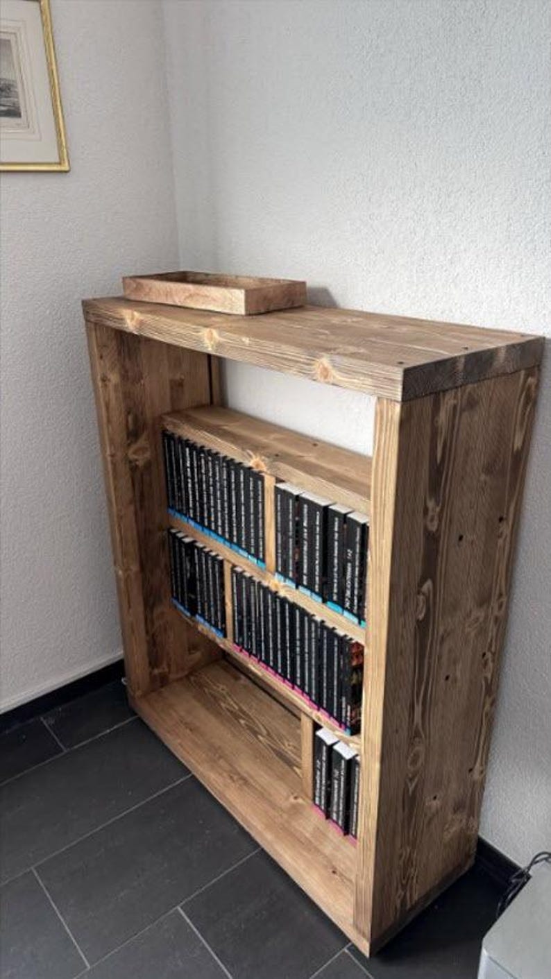 Customizable Solid Wood Bookcase - Wooden Rustic Design Bookshelf - Massive Large Library image 6