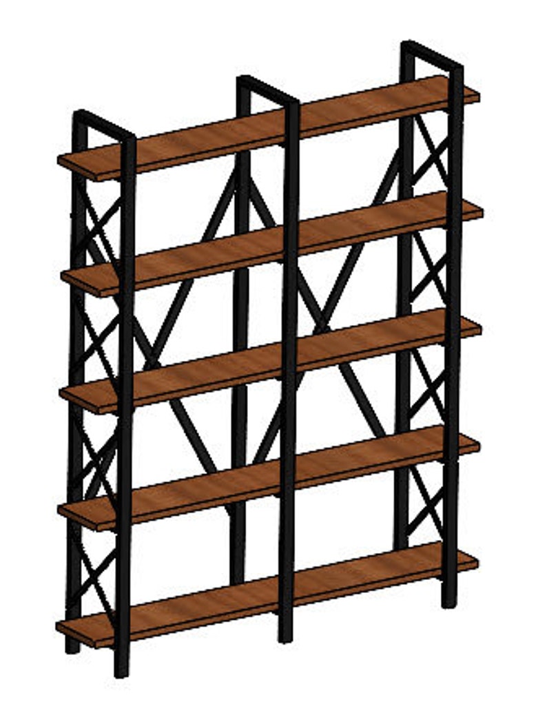 Solid Wood Bookshelf Metal / Wooden Pine Bookcase Large Etsy