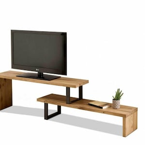 Rustic Solid Wood Corner TV Stand: Customizable Media Center